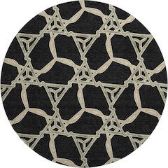 Premium Machine Washable Mayfield AMF959 Black 8' x 8' Round Rug
