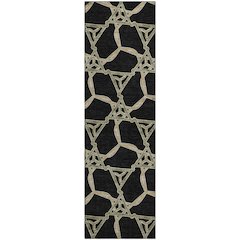 Premium Machine Washable Mayfield AMF959 Black 2'3" x 7'6" Runner Rug