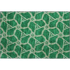 Premium Machine Washable Mayfield AMF959 Emerald 1'8" x 2'6" Rug