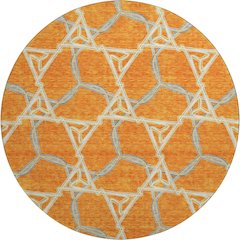 Premium Machine Washable Mayfield AMF959 Orange 8' x 8' Round Rug