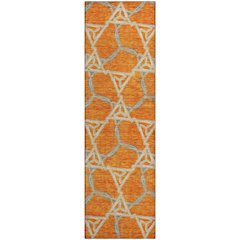 Premium Machine Washable Mayfield AMF959 Orange 2'3" x 7'6" Runner Rug