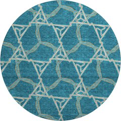Premium Machine Washable Mayfield AMF959 Teal 8' x 8' Round Rug