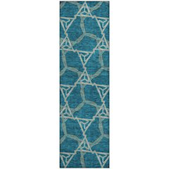 Premium Machine Washable Mayfield AMF959 Teal 2'3" x 7'6" Runner Rug