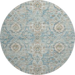 Premium Machine Washable Mayfield  Peacock 8' x 8' Round Rug