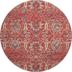 Premium Machine Washable Mayfield  Red 8' x 8' Round Rug