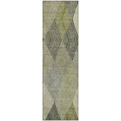 Premium Machine Washable Mayfield AMF962 Olive 2'3" x 7'6" Runner Rug