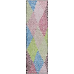 Premium Machine Washable Mayfield AMF962 Pink 2'3" x 7'6" Runner Rug