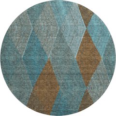 Premium Machine Washable Mayfield AMF962 Teal 8' x 8' Round Rug