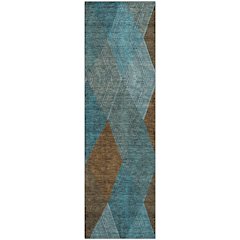 Premium Machine Washable Mayfield AMF962 Teal 2'3" x 7'6" Runner Rug
