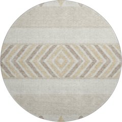 Premium Machine Washable Mayfield AMF965 Beige 8' x 8' Round Rug