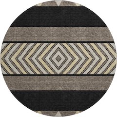 Premium Machine Washable Mayfield AMF965 Black 8' x 8' Round Rug