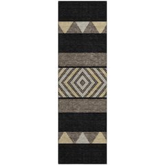 Premium Machine Washable Mayfield AMF965 Black 2'3" x 7'6" Runner Rug