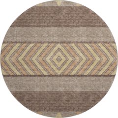 Premium Machine Washable Mayfield AMF965 Brown 8' x 8' Round Rug