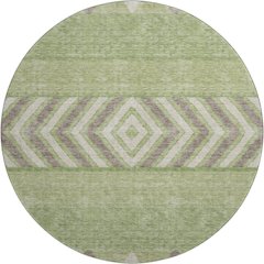 Premium Machine Washable Mayfield AMF965 Green 8' x 8' Round Rug