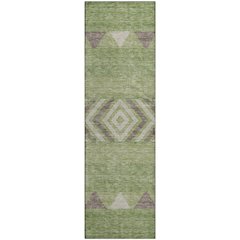 Premium Machine Washable Mayfield AMF965 Green 2'3" x 7'6" Runner Rug