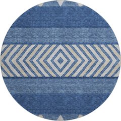 Premium Machine Washable Mayfield AMF965 Navy 8' x 8' Round Rug