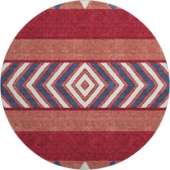 Premium Machine Washable Mayfield AMF965 Red 8' x 8' Round Rug