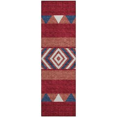 Premium Machine Washable Mayfield AMF965 Red 2'3" x 7'6" Runner Rug