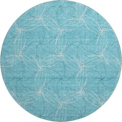 Premium Machine Washable Mayfield AMF968 Aqua 8' x 8' Round Rug