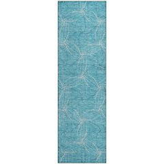 Premium Machine Washable Mayfield AMF968 Aqua 2'3" x 7'6" Runner Rug