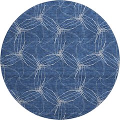 Premium Machine Washable Mayfield AMF968 Navy 8' x 8' Round Rug