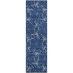 Premium Machine Washable Mayfield AMF968 Navy 2'3" x 7'6" Runner Rug