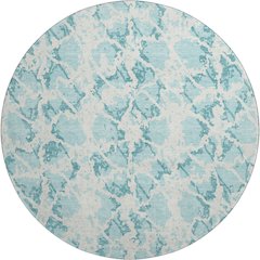 Premium Machine Washable Mayfield AMF969 Teal 8' x 8' Round Rug