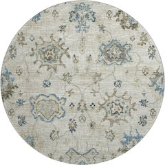 Premium Machine Washable Mayfield  Blue 8' x 8' Round Rug