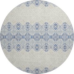 Premium Machine Washable Mayfield AMF970 Navy 8' x 8' Round Rug
