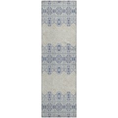 Premium Machine Washable Mayfield AMF970 Navy 2'3" x 7'6" Runner Rug