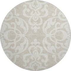 Premium Machine Washable Mayfield AMF973 Beige 8' x 8' Round Rug