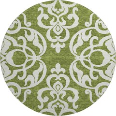 Premium Machine Washable Mayfield AMF973 Green 8' x 8' Round Rug