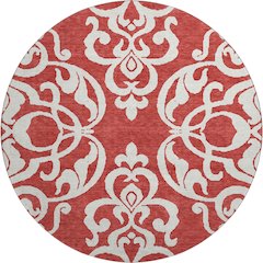 Premium Machine Washable Mayfield AMF973 Red 8' x 8' Round Rug