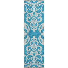 Premium Machine Washable Mayfield AMF973 Turquoise 2'3" x 7'6" Runner Rug