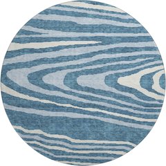Premium Machine Washable Mayfield AMF974 Navy 8' x 8' Round Rug