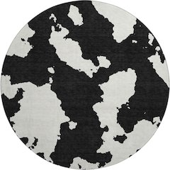 Premium Machine Washable Mayfield AMF975 Black 8' x 8' Round Rug
