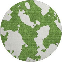 Premium Machine Washable Mayfield AMF975 Green 8' x 8' Round Rug
