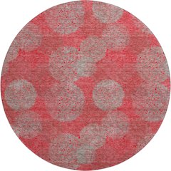 Premium Machine Washable Mayfield AMF977 Red 8' x 8' Round Rug