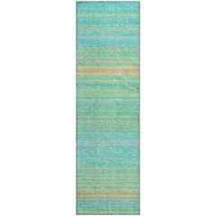 Premium Machine Washable Mayfield AMF979 Aqua 2'3" x 7'6" Runner Rug