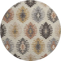 Premium Machine Washable Mayfield AMF983 Beige 8' x 8' Round Rug