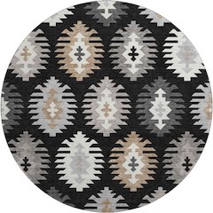 Premium Machine Washable Mayfield AMF983 Black 8' x 8' Round Rug
