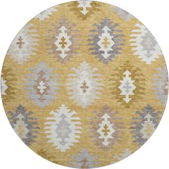 Premium Machine Washable Mayfield AMF983 Gold 8' x 8' Round Rug