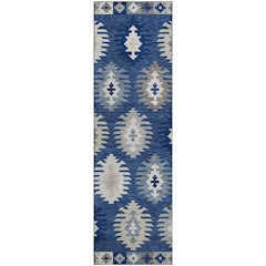 Premium Machine Washable Mayfield AMF983 Navy 2'3" x 7'6" Runner Rug