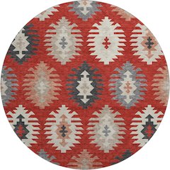 Premium Machine Washable Mayfield AMF983 Red 8' x 8' Round Rug