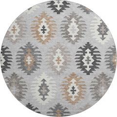 Premium Machine Washable Mayfield AMF983 Silver 8' x 8' Round Rug