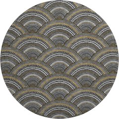 Premium Machine Washable Mayfield AMF984 Black 8' x 8' Round Rug
