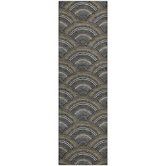 Premium Machine Washable Mayfield AMF984 Black 2'3" x 7'6" Runner Rug