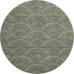 Premium Machine Washable Mayfield AMF984 Olive 8' x 8' Round Rug
