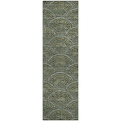 Premium Machine Washable Mayfield AMF984 Olive 2'3" x 7'6" Runner Rug