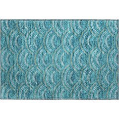 Premium Machine Washable Mayfield AMF984 Teal 1'8" x 2'6" Rug